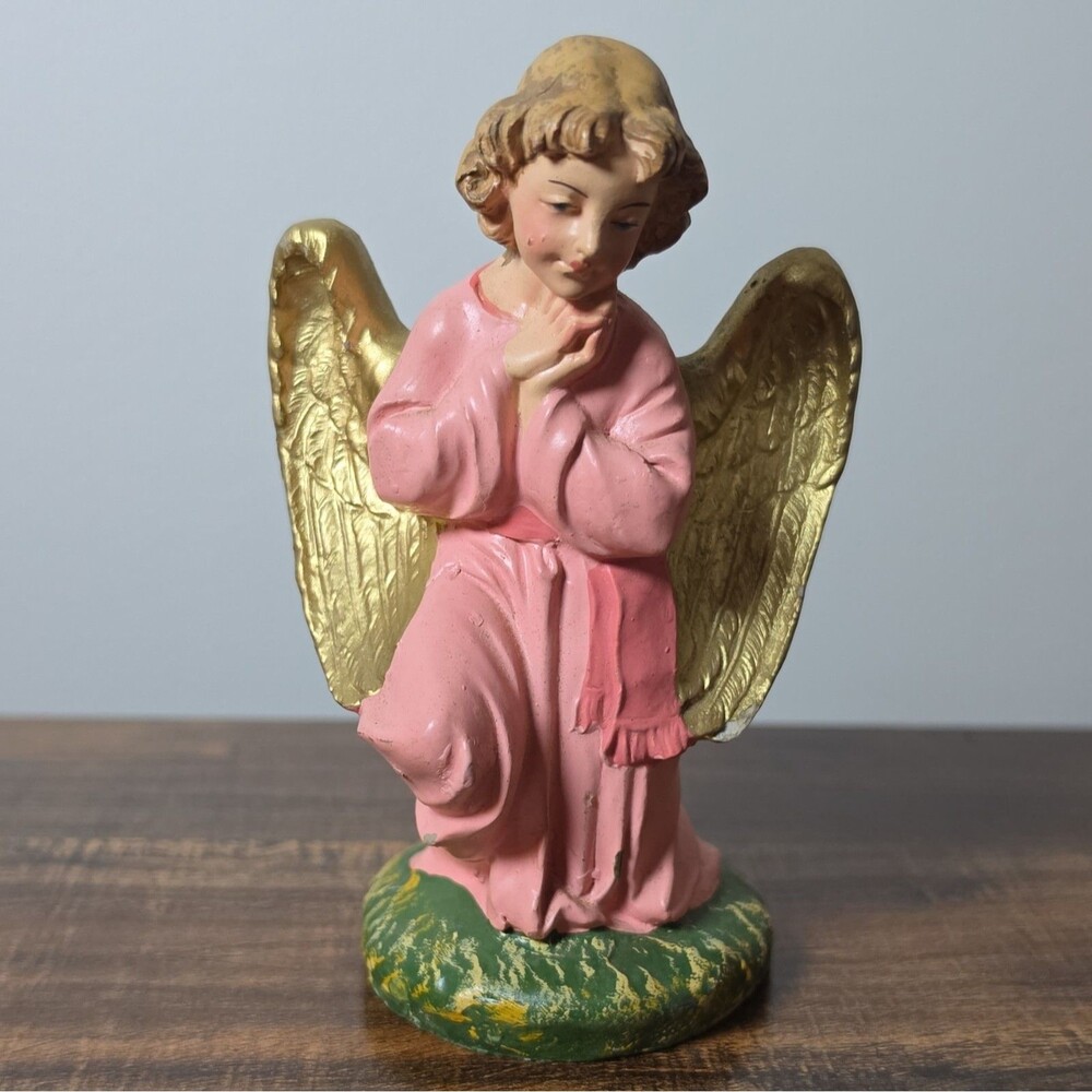 VINTAGE FONTANINI  PAPER MACHE PINK  ANGEL